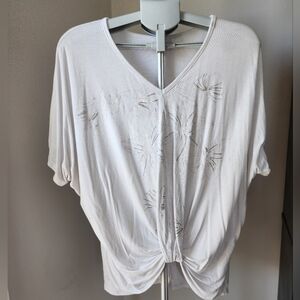 Cato floral knotted front blouse, L